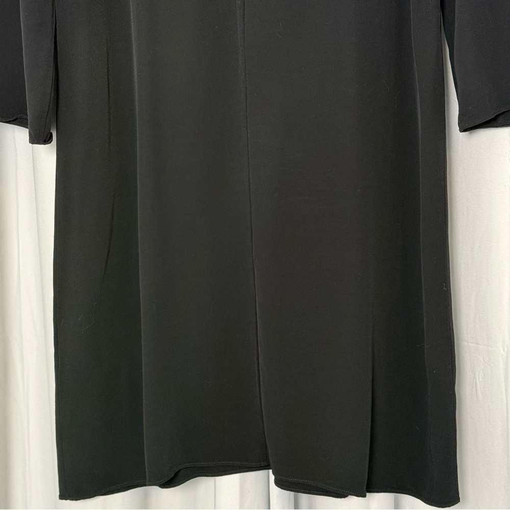 Eileen Fisher Black Tencel Relaxed Fit Midi Shift Dress Minimalist Womens XS - Picture 10 of 11